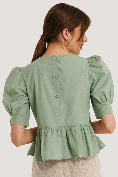 Na-kd Cotton Puff Sleeve Blouse Green