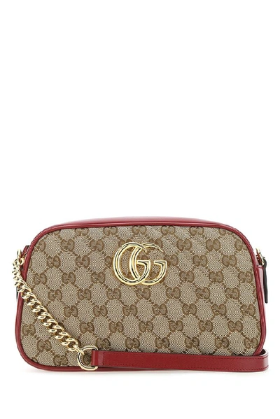Gucci Gg Marmont Small Leather Shoulder Bag In Beige