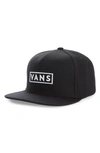 VANS EASY BOX SNAPBACK BASEBALL CAP,VN0A45DPBLK