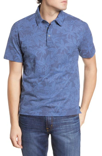 Tori Richard Blue Java Tropical Print Polo In Navy