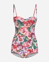 DOLCE & GABBANA FULL SWIMSUIT WITH BALCONY NECKLINE AND VIOLET PRINT