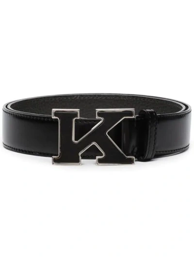 Kiton Black K Buckle Leather Belt