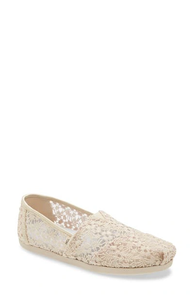 Toms Alpargata Slip-on In Natural Lace Fabric