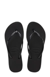 Havaianas Slim Crystal Glamour Flip Flops In Black