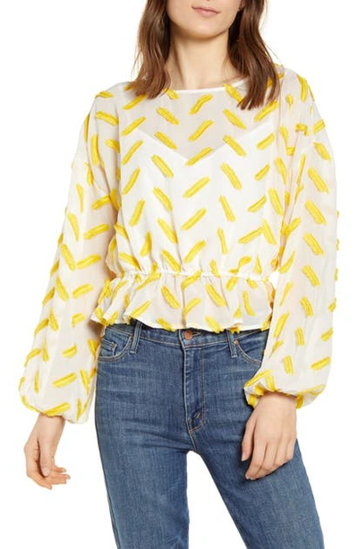 Ali & Jay Lemonade Stand Embroidered Long Sleeve Top In Sunshine Ecru