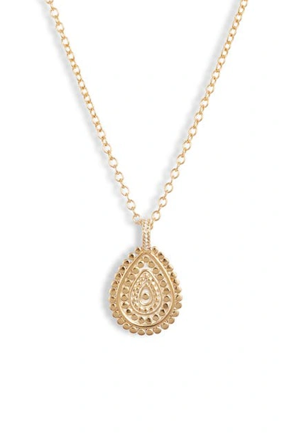 Anna Beck Scalloped Drop Pendant Necklace In Gold