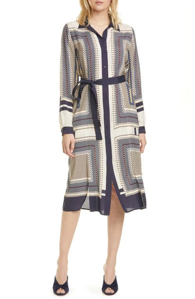 Reiss Isabelle Long Sleeve Shirtdress In Geo Print