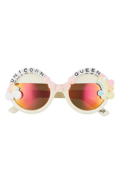 Rad + Refined Unicorn Queen Round Sunglasses In Pink/ Orange Mirrored