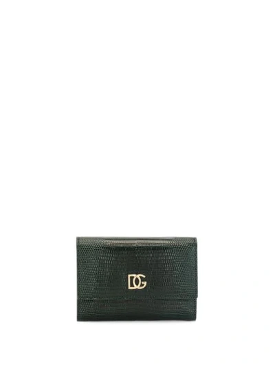 Dolce & Gabbana Embossed Snakeskin Effect Wallet In Green