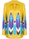 VALENTINO FEATHER PRINT BOW FASTENING BLOUSE