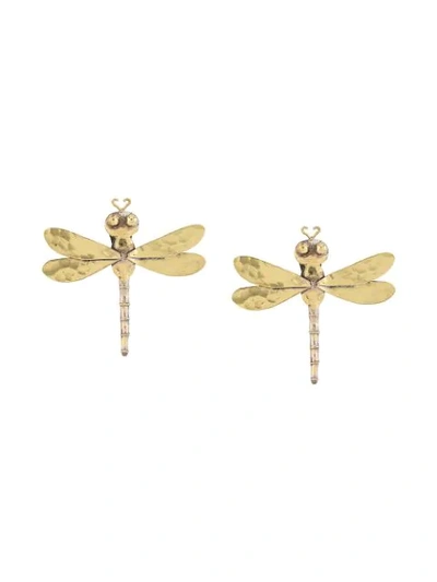 Josie Natori 蜻蜓造型夹扣式耳环 In Gold