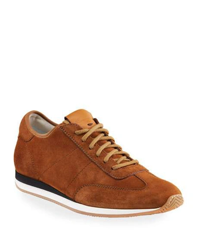 ★Santoni★Men's Pause Sneaker★Beige Santoni Men's Pause Soft Suede Low-top Sneakers In Beige