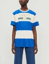 Gucci Logo-print Striped Cotton And Hemp-blend T-shirt In Natural Multi