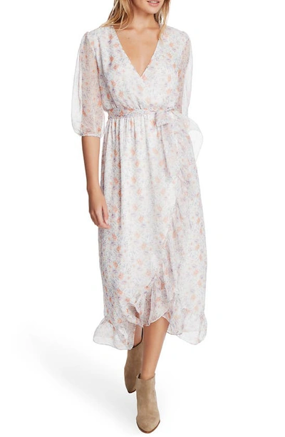 1.state Woodland Floral-print Wrap Maxi Dress In Soft Ecru