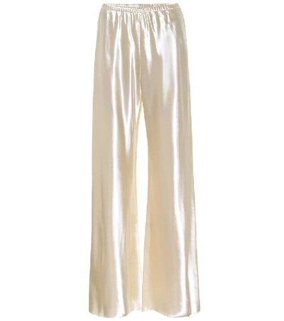 The Row Gala Satin High-rise Wide-leg Trousers In White