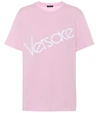 VERSACE LOGO COTTON T-SHIRT,P00445059