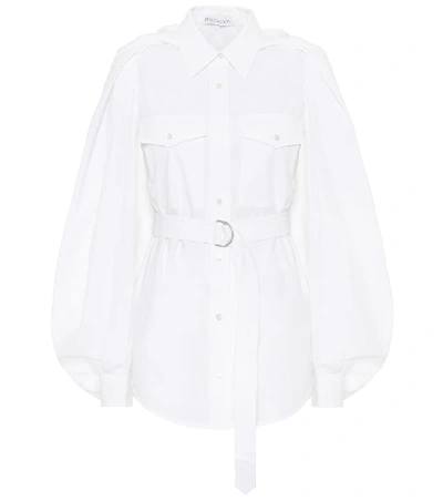 Jw Anderson White Cape-effect Belted Cotton Shirt