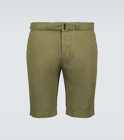 Officine Generale Julian Cotton-linen Shorts In Green