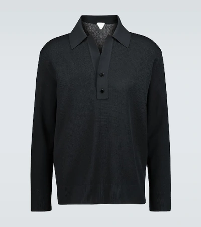 Bottega Veneta Double Piqué Polo Shirt In Black