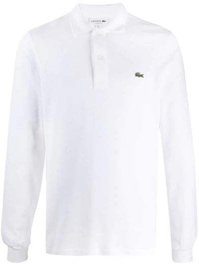 Lacoste Classic Fit Long-sleeve Pique Polo Shirt In White