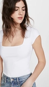 Free People Womens White Square Eyes Square-neck Stretch-jersey Body M