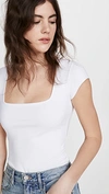 Free People Womens White Square Eyes Square-neck Stretch-jersey Body M In White