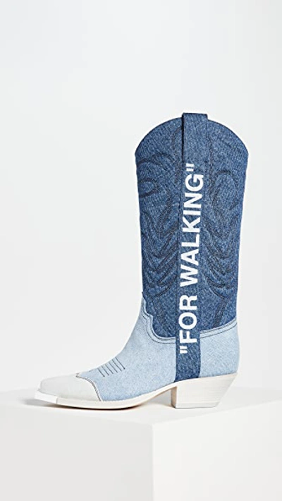 Off-white For Walking 50mm Cowboy Boots In Blue