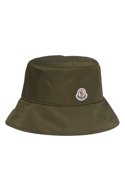 Moncler Wide Brim Nylon Bucket Hat In 81a Green