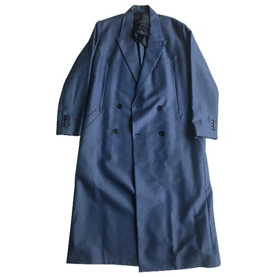 Pre-owned Dior Wool Trench In Blue