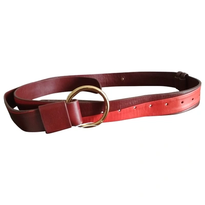 Pre-owned Diane Von Furstenberg Leather Belt In Burgundy