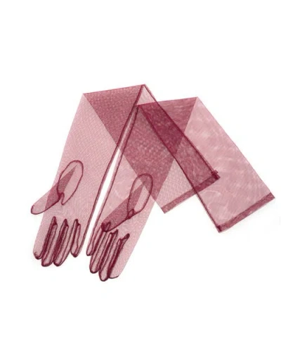 25294323 Burgundy Tulle Gloves In Pink
