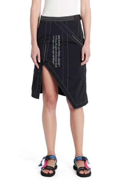 Off-white Side-vent Asymmetric Skirt In Black,white