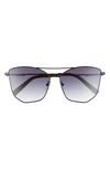 Le Specs Primeval 61mm Special Fit Gradient Aviator Sunglasses In Black/ Smoke