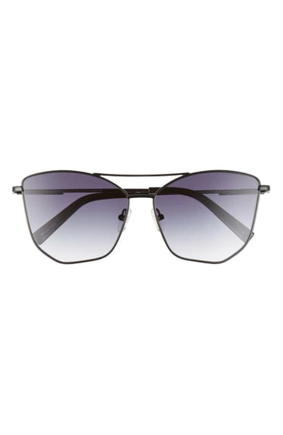 Le Specs Primeval 61mm Special Fit Gradient Aviator Sunglasses In Black/ Smoke