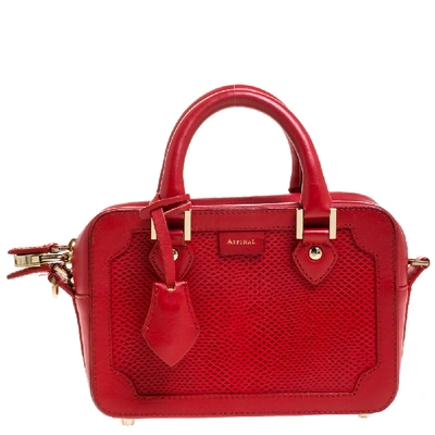 Pre-owned Aspinal Of London Red Lizard Embossed Leather Mini Sofia Shoulder Bag