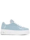 Miu Miu Crystal Detail Skate Platform Sneaker In Cielo