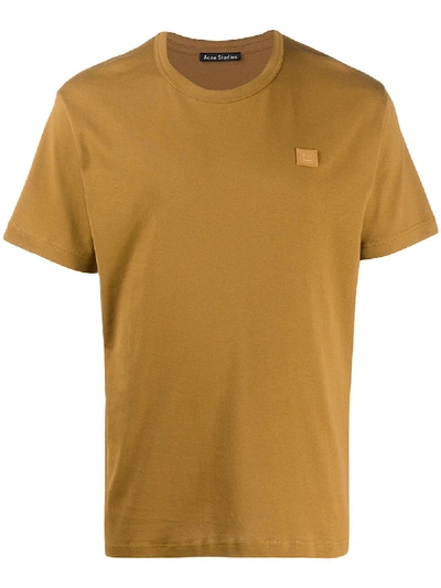 Acne Studios Nash Face Patch T-shirt In Brown