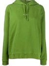 Acne Studios Reverse-logo Hooded Sweatshirt In Green