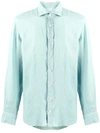 Hackett Plain Linen Shirt In Green