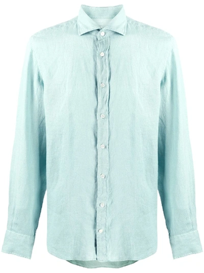 Hackett Plain Linen Shirt In Green