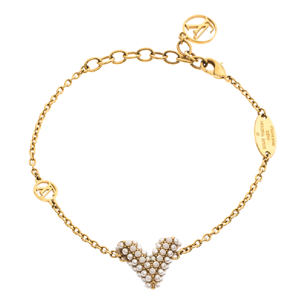 Pre-Owned Louis Vuitton Essential V Faux Pearl Gold Tone Bracelet | ModeSens