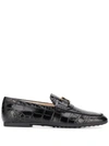 TOD'S CROCODILE-EFFECT LEATHER LOAFERS