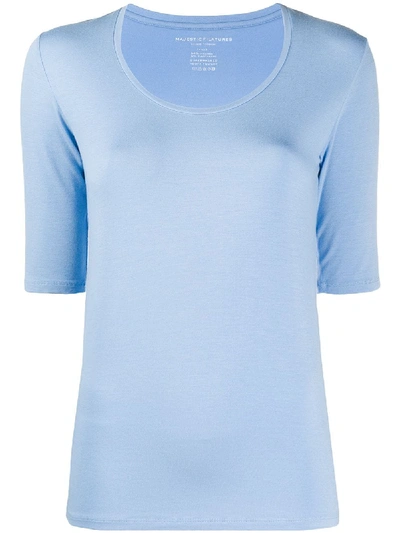Majestic Scoop Neck Slim-fit T-shirt In Blue