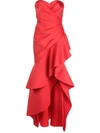 BADGLEY MISCHKA STRAPLESS RUFFLED DRESS