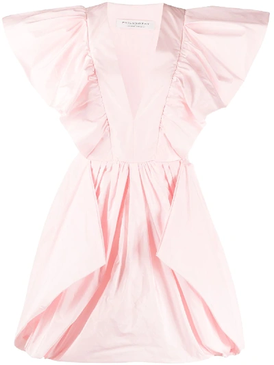 Philosophy Di Lorenzo Serafini Taffeta Puff-ball Mini Dress In Pink