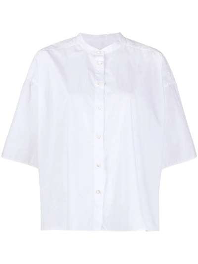Closed Three Quarter Sleeve Shirt In White