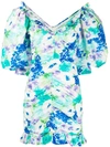 ALESSANDRA RICH FLORAL PRINT RUCHED DRESS