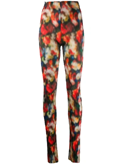 Frankie Morello High-waisted Ribbed Leggings In Orange