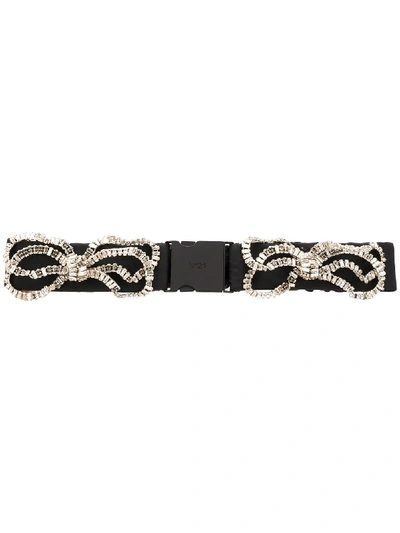 N°21 Crystal Embellished Belt In Black