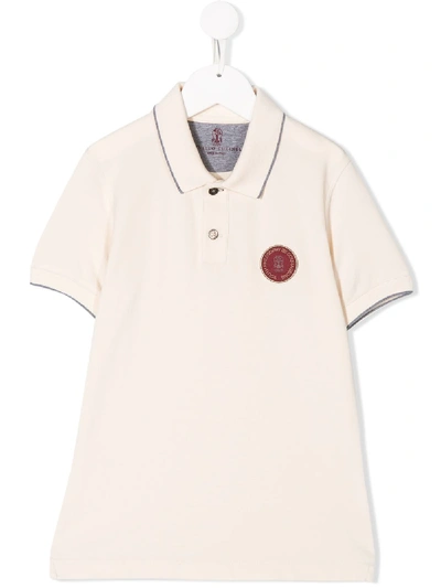 Brunello Cucinelli Kids' Logo Patch Polo Shirt In White